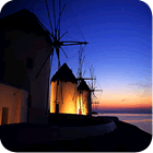 Windmills in sunset