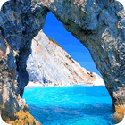 Beach through rock