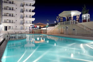 Pool area evening time